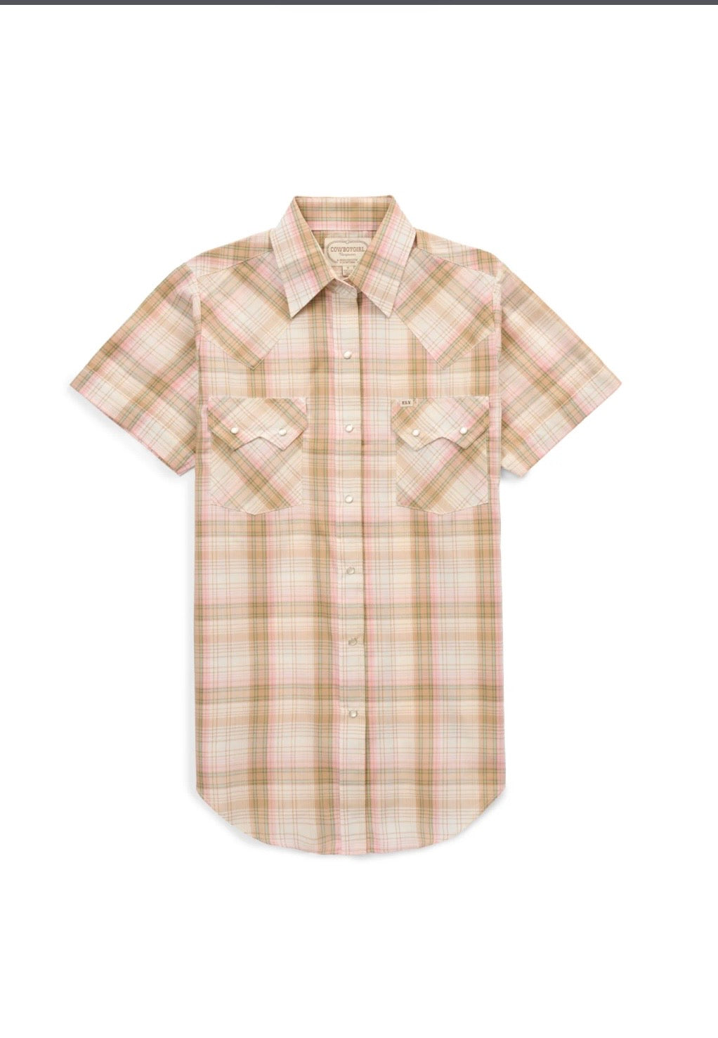 Women’s COWBOYGIRL buttermilk plaid, short sleeve grandaddy snap T-shirt