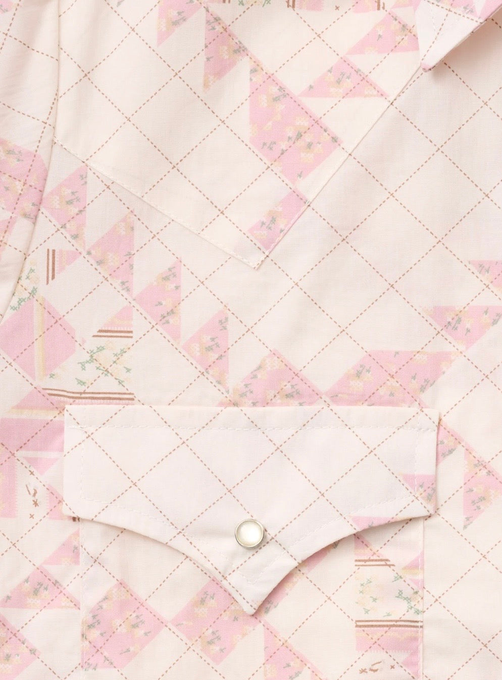 Women’s COWBOYGIRL blossom, pink quilt, print, granddaddy, snap shirt