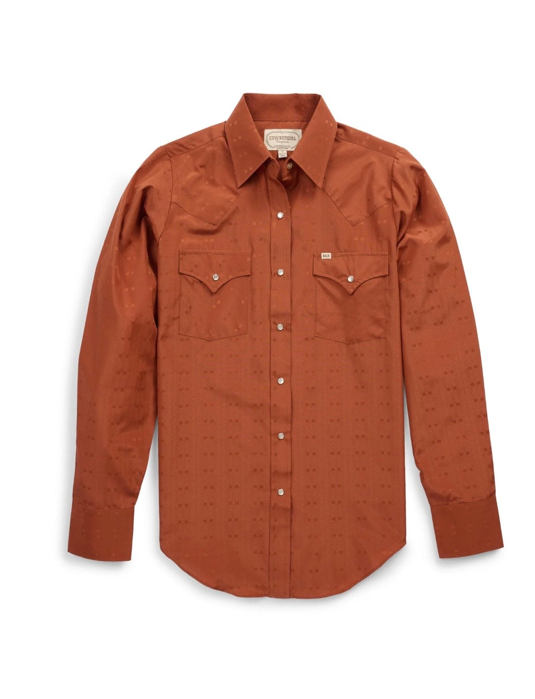 Women’s rust solid Tonal Dolby grandaddy snap shirt
