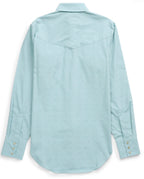 Women's Cowboygirl Vintage Turquoise Solid Tonal Dobby Granddaddy Snap Shirt