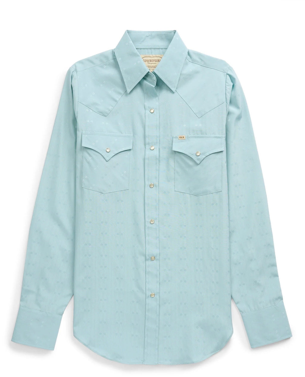 Women's Cowboygirl Vintage Turquoise Solid Tonal Dobby Granddaddy Snap Shirt