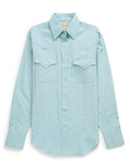 Women's Cowboygirl Vintage Turquoise Solid Tonal Dobby Granddaddy Snap Shirt