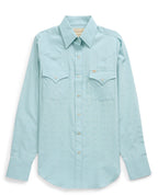 Women's Cowboygirl Vintage Turquoise Solid Tonal Dobby Granddaddy Snap Shirt