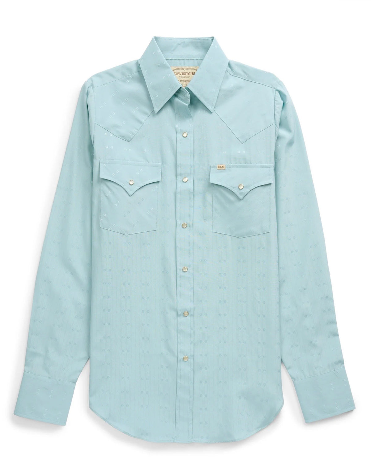 Women's Cowboygirl Vintage Turquoise Solid Tonal Dobby Granddaddy Snap Shirt
