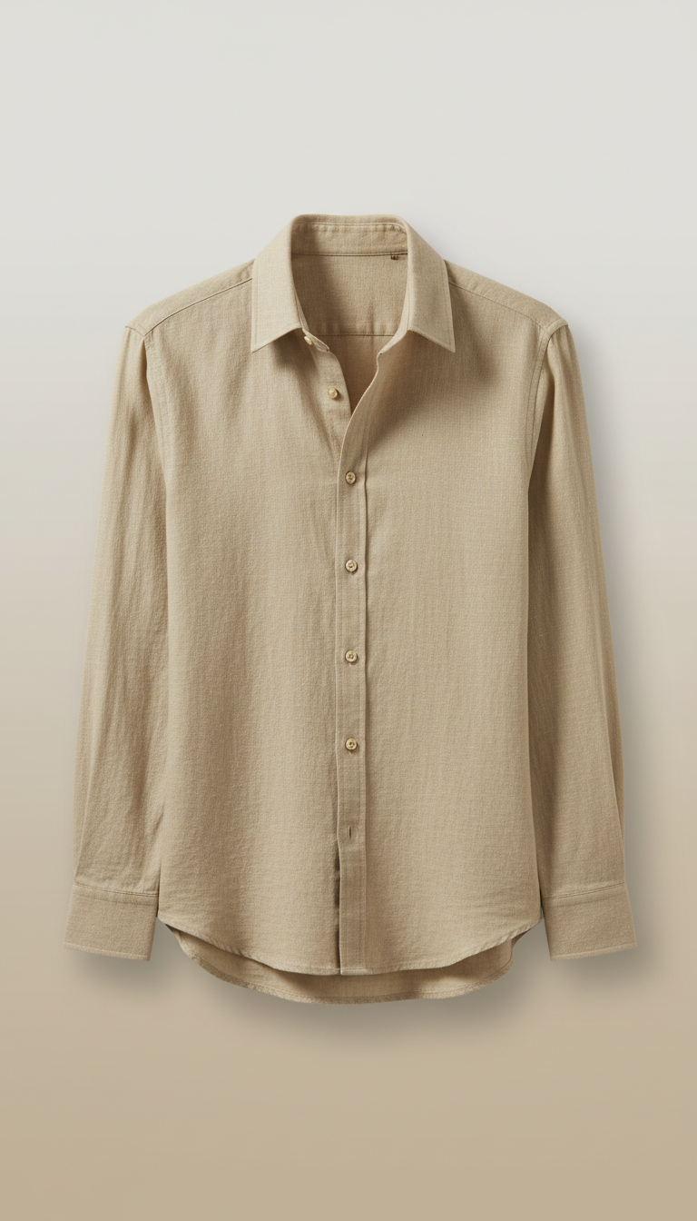 Tailored Button-Up Shirt in Prairie Wheat Cotton