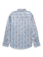 Women's Ely & Walker Stone Blue Horseshoe Floral Print Long Sleeve Shirt