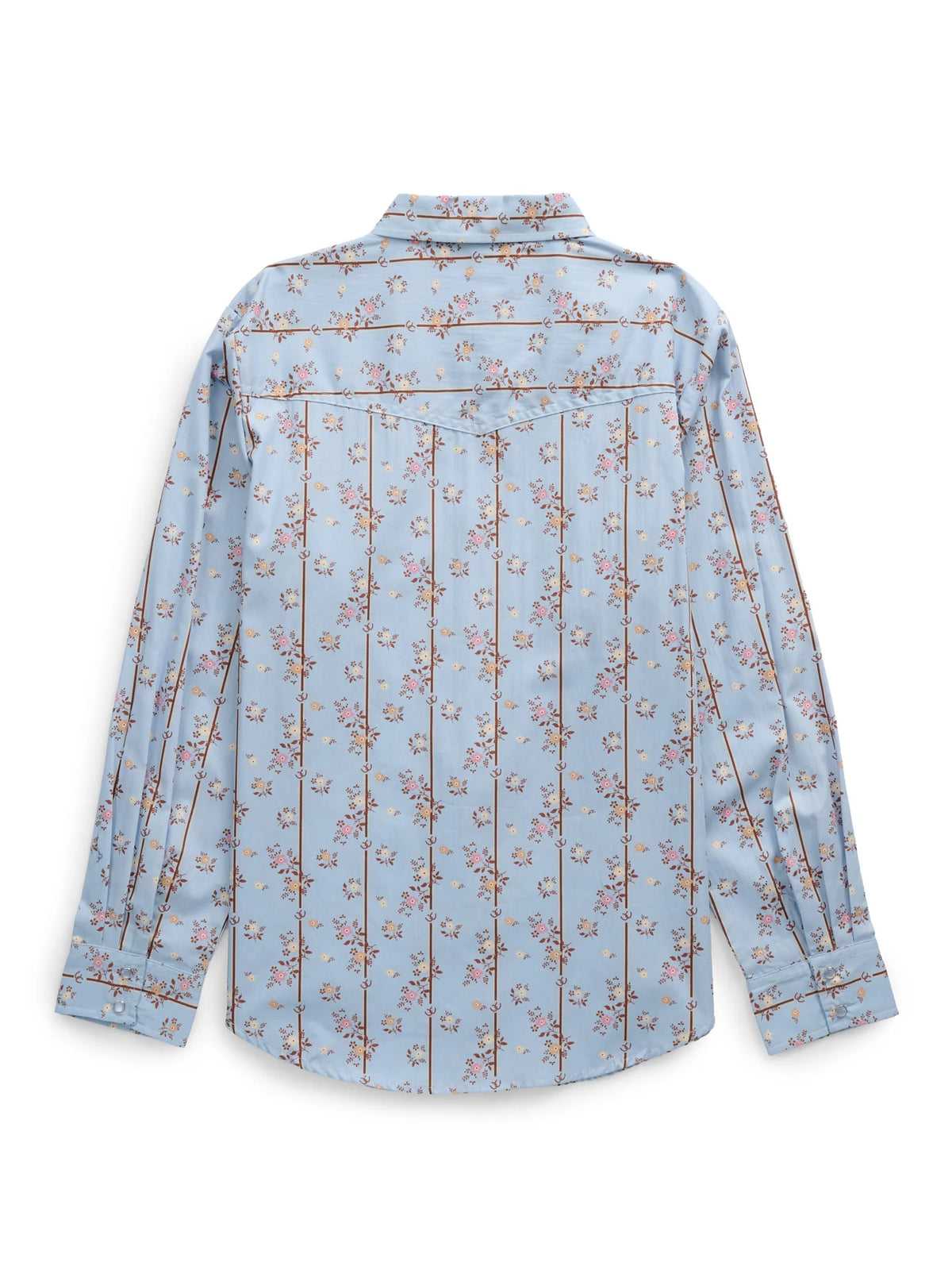Women's Ely & Walker Stone Blue Horseshoe Floral Print Long Sleeve Shirt