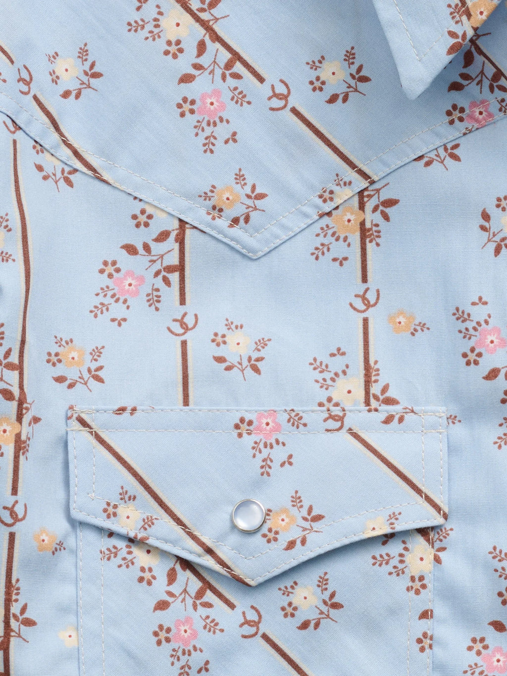 Women's Ely & Walker Stone Blue Horseshoe Floral Print Long Sleeve Shirt