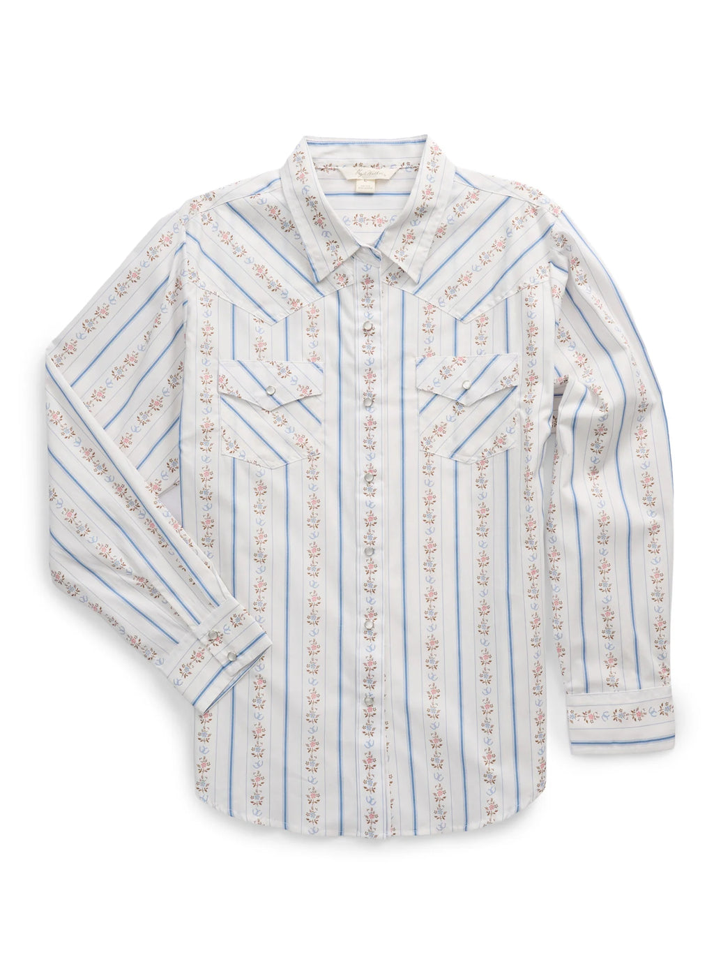 Women's Ely & Walker White Horseshoe Wallpaper Floral Print Long Sleeve Shirt